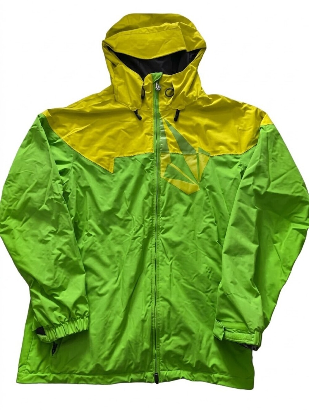 Y2K Volcom Nimbus Snowboard Ski Jacket 10K Green Yellow Colorblock